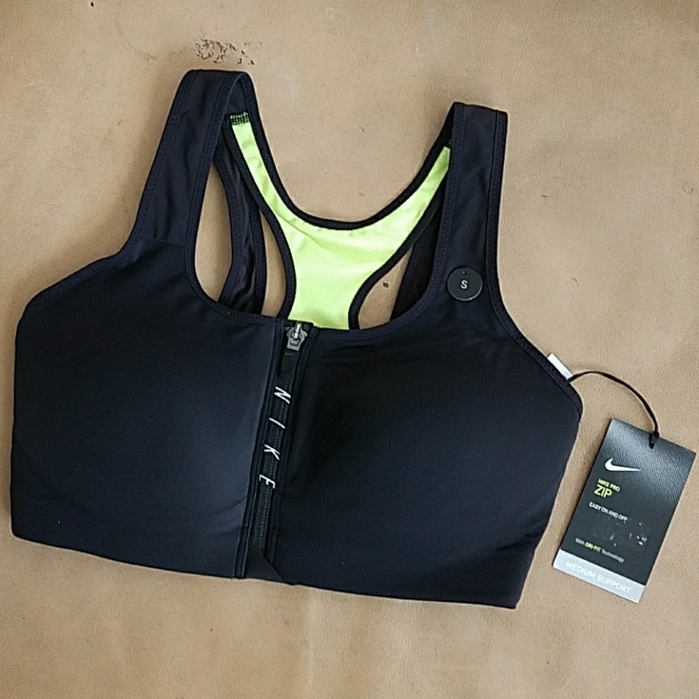 NWT Nike Pro Zip Sports Bra - Picture 1 of 8